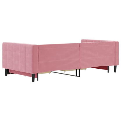 Divano Letto Estraibile con Cassetti Rosa 100x200 cm Velluto - homemem39