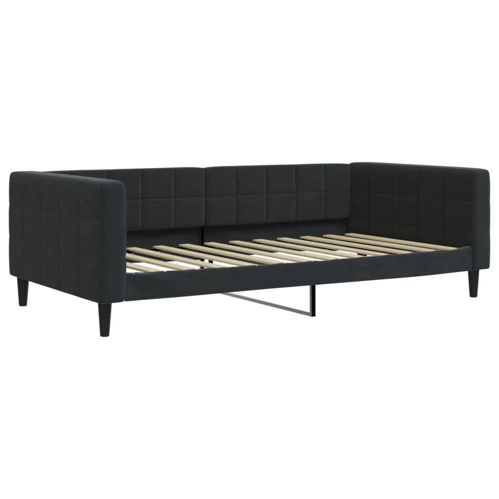 Divano Letto Estraibile con Cassetti Nero 100x200 cm in Velluto - homemem39