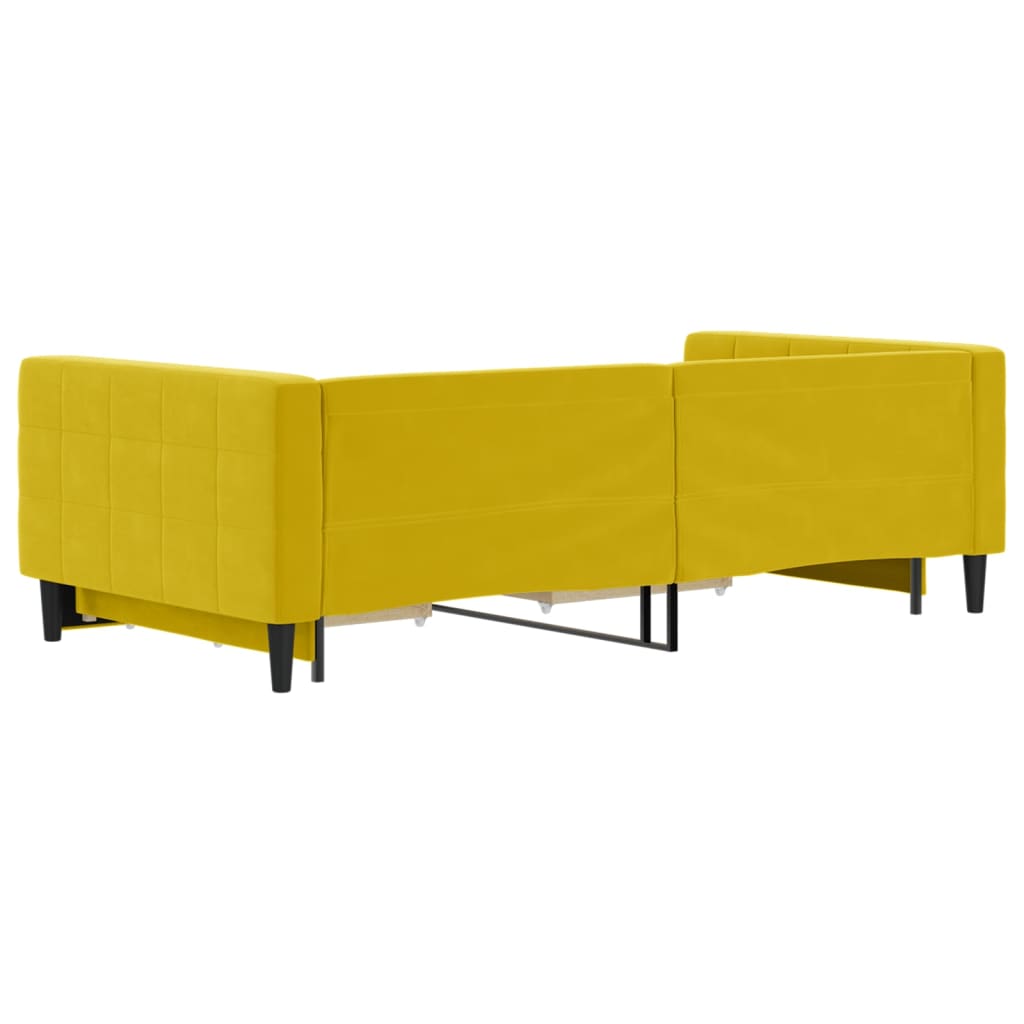 Divano Letto Estraibile con Cassetti Giallo 100x200cm Velluto - homemem39
