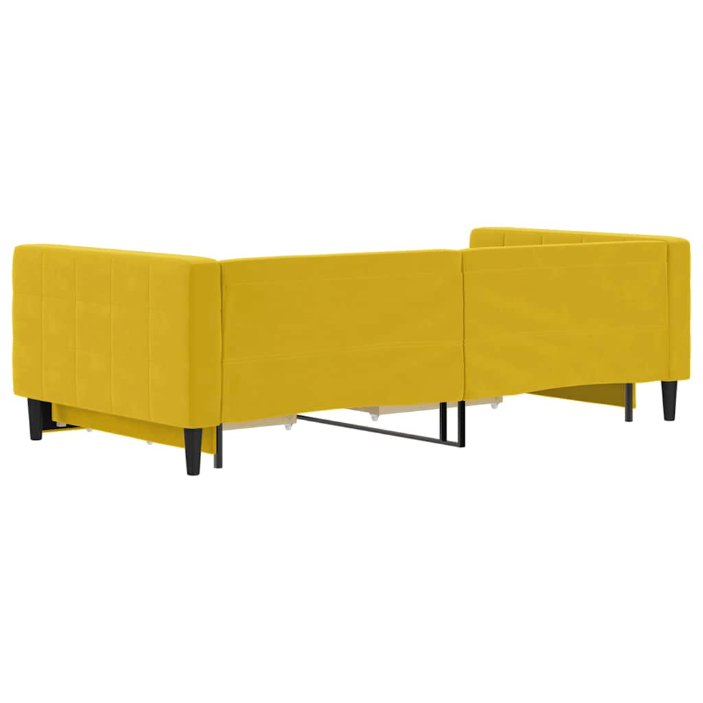 Divano Letto Estraibile con Cassetti Giallo 100x200cm Velluto
