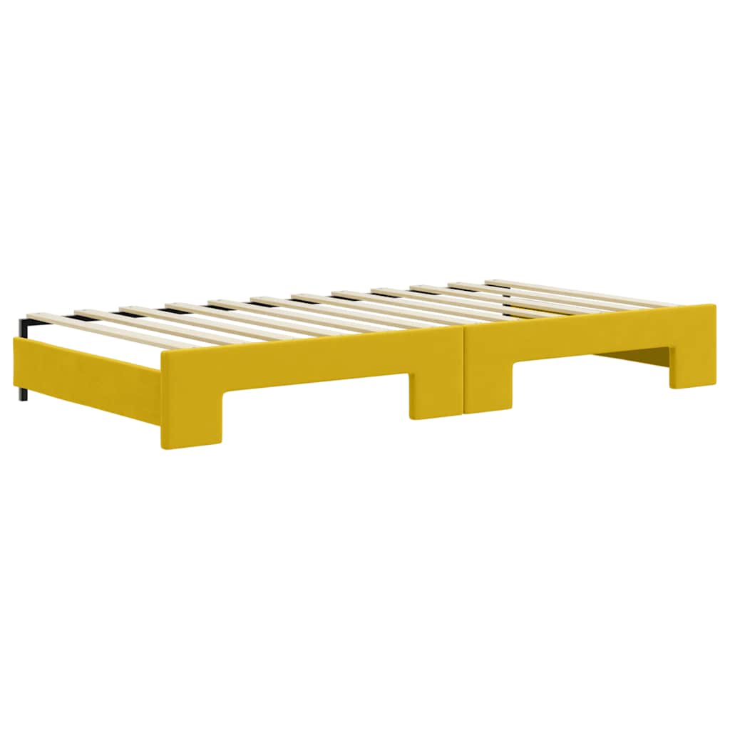 Divano Letto Estraibile con Cassetti Giallo 100x200cm Velluto