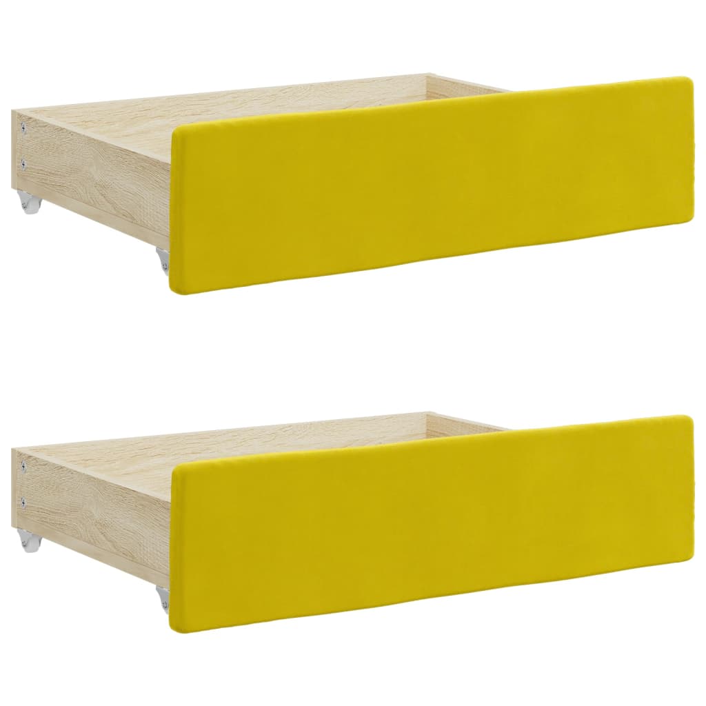 Divano Letto Estraibile con Cassetti Giallo 100x200cm Velluto - homemem39