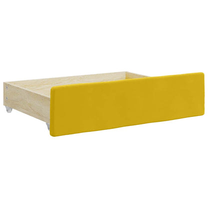 Divano Letto Estraibile con Cassetti Giallo 100x200cm Velluto