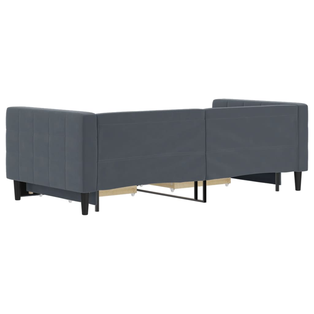 Divano Letto Estraibile Cassetti Grigio Scuro 90x190cm Velluto