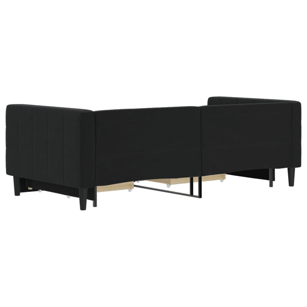 Divano Letto Estraibile con Cassetti Nero 90x190 cm in Velluto