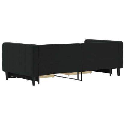 Divano Letto Estraibile con Cassetti Nero 90x190 cm in Velluto