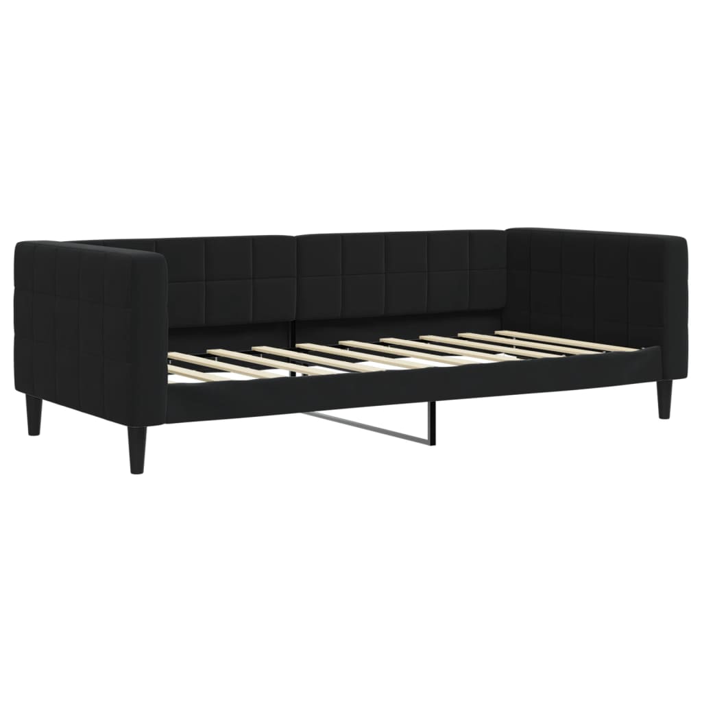 Divano Letto Estraibile con Cassetti Nero 90x190 cm in Velluto - homemem39