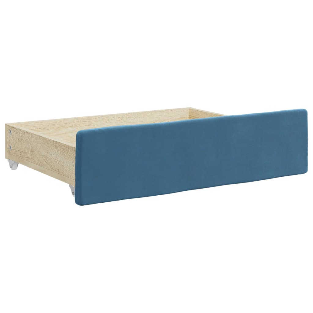Divano Letto Estraibile con Cassetti Blu 80x200 cm in Velluto - homemem39