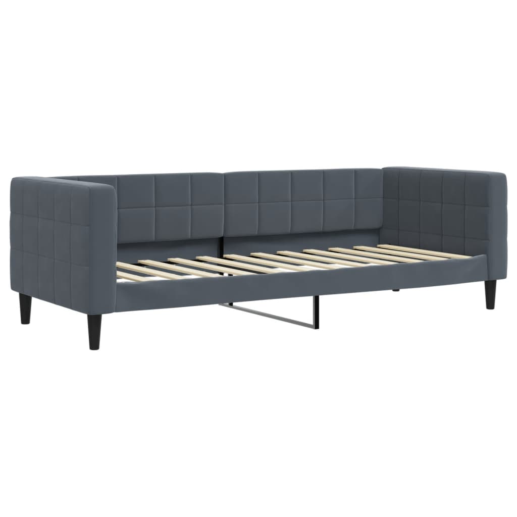 Divano Letto Estraibile Cassetti Grigio Scuro 80x200cm Velluto