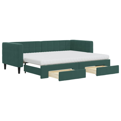 Divano Letto Estraibile Cassetti Verde Scuro 80x200cm Velluto - homemem39