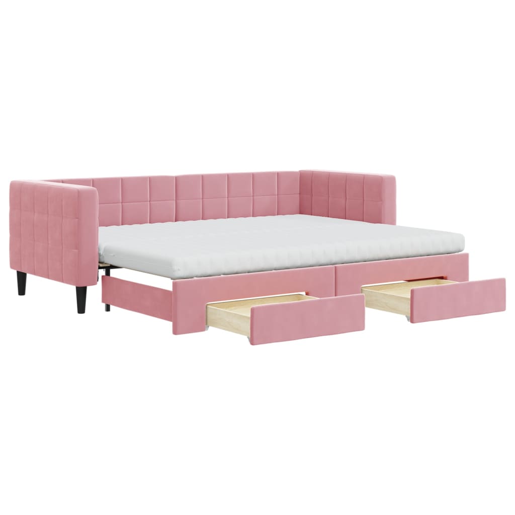 Divano Letto Estraibile con Cassetti Rosa 80x200 cm Velluto - homemem39