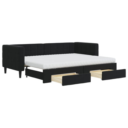 Divano Letto Estraibile con Cassetti Nero 80x200 cm in Velluto - homemem39