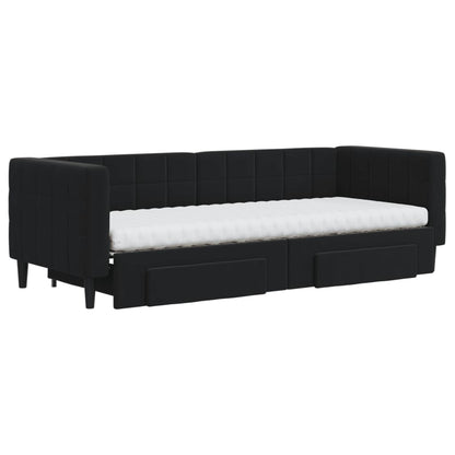 Divano Letto Estraibile con Cassetti Nero 80x200 cm in Velluto - homemem39