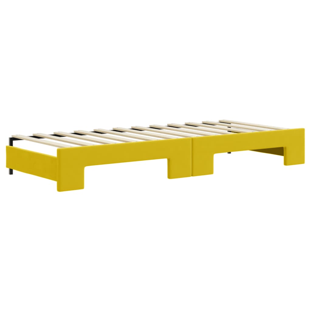Divano Letto Estraibile con Cassetti Giallo 80x200cm in Velluto