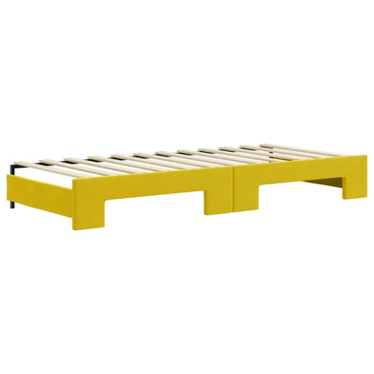 Divano Letto Estraibile con Cassetti Giallo 90x200cm in Velluto