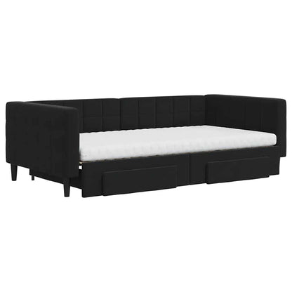 Divano Letto Estraibile con Cassetti Nero 100x200 cm in Velluto - homemem39
