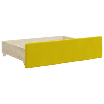 Divano Letto Estraibile con Cassetti Giallo 100x200cm Velluto