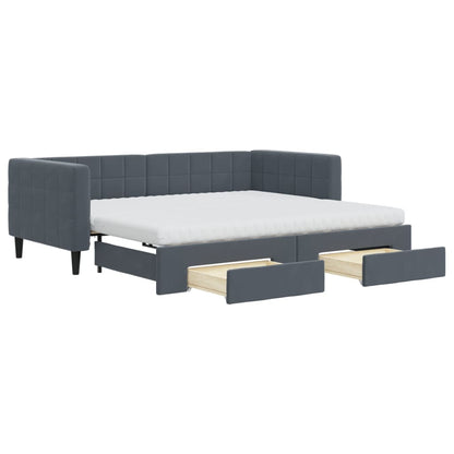 Divano Letto Estraibile Cassetti Grigio Scuro 90x190cm Velluto - homemem39