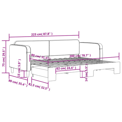 Divano Letto con Letto Estraibile Tortora 80x200 cm Tessuto