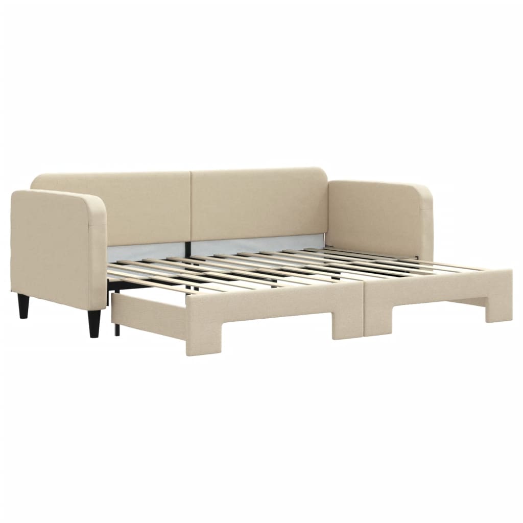 Divano Letto con Letto Estraibile Crema 80x200 cm Tessuto - homemem39