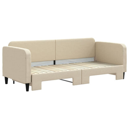 Divano Letto con Letto Estraibile Crema 80x200 cm Tessuto - homemem39