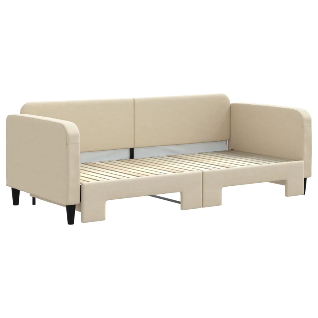 Divano Letto con Letto Estraibile Crema 90x200 cm in Tessuto - homemem39