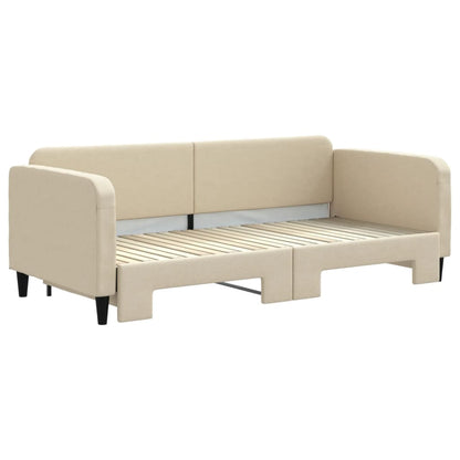 Divano Letto con Letto Estraibile Crema 90x200 cm in Tessuto - homemem39