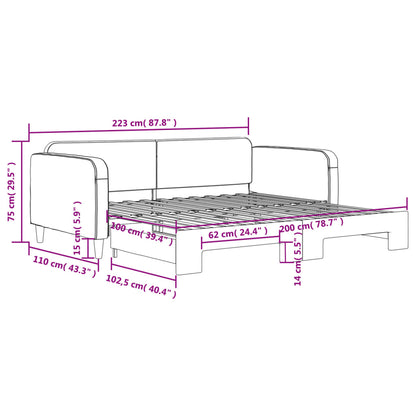 Divano Letto con Letto Estraibile Grigio Chiaro 100x200 Tessuto