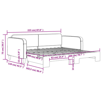 Divano Letto con Letto Estraibile Tortora 100x200 cm in Tessuto