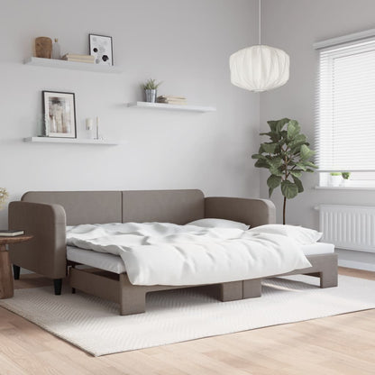 Divano Letto con Letto Estraibile Tortora 100x200 cm in Tessuto