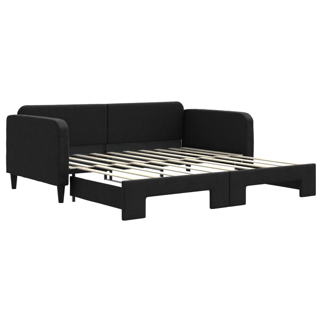 Divano Letto con Letto Estraibile Nero 90x190 cm in Tessuto
