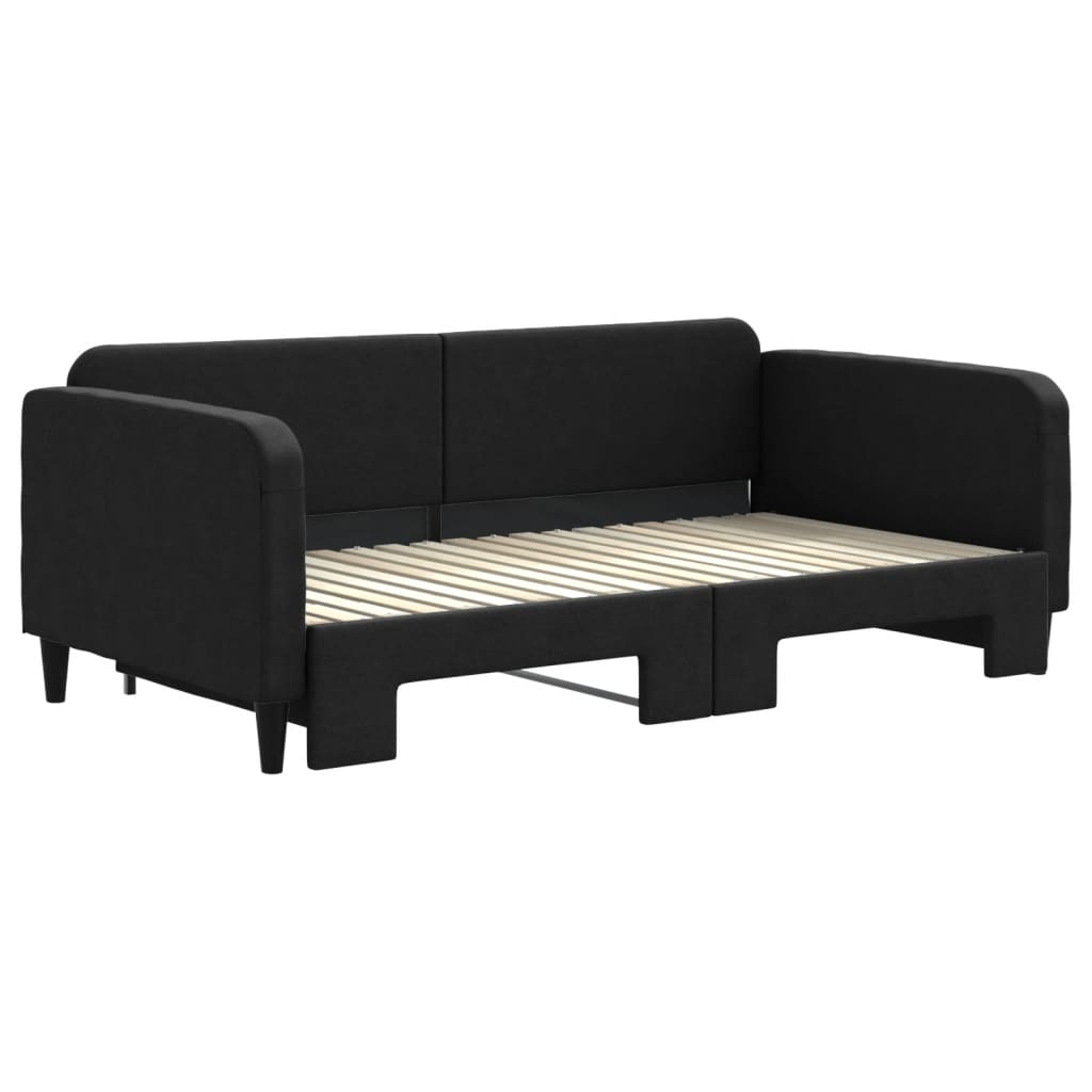 Divano Letto con Letto Estraibile Nero 90x190 cm in Tessuto