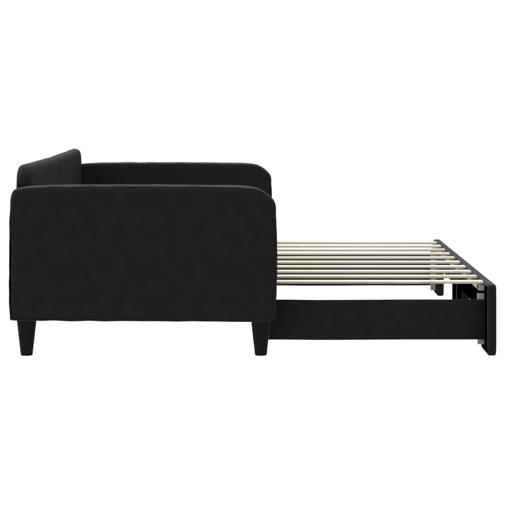 Divano Letto con Letto Estraibile Nero 90x190 cm in Tessuto