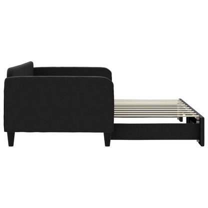 Divano Letto con Letto Estraibile Nero 90x190 cm in Tessuto