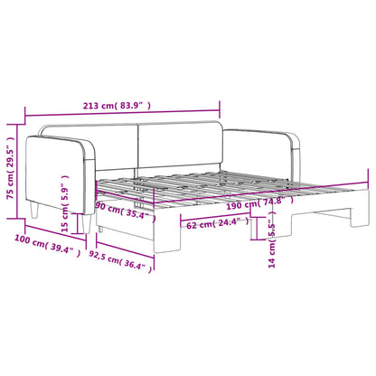 Divano Letto con Letto Estraibile Nero 90x190 cm in Tessuto