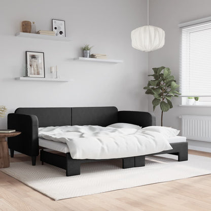 Divano Letto con Letto Estraibile Nero 90x190 cm in Tessuto | homemem39