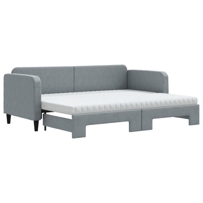 Divano Letto Estraibile Materassi Grigio Chiaro 80x200 Tessuto - homemem39