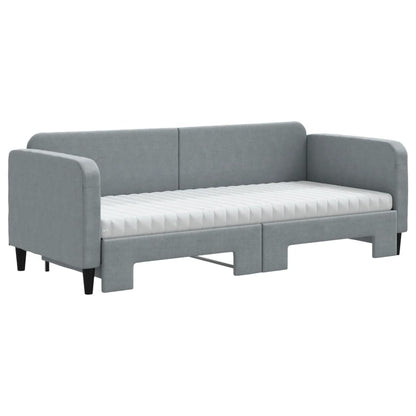 Divano Letto Estraibile Materassi Grigio Chiaro 80x200 Tessuto - homemem39