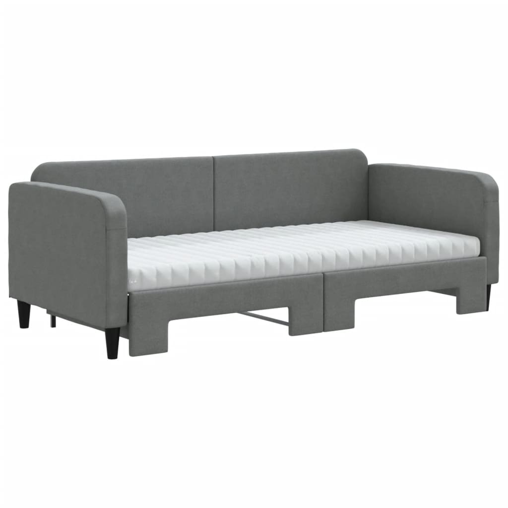 Divano Letto Estraibile Materassi Grigio Scuro 90x190cm Tessuto - homemem39