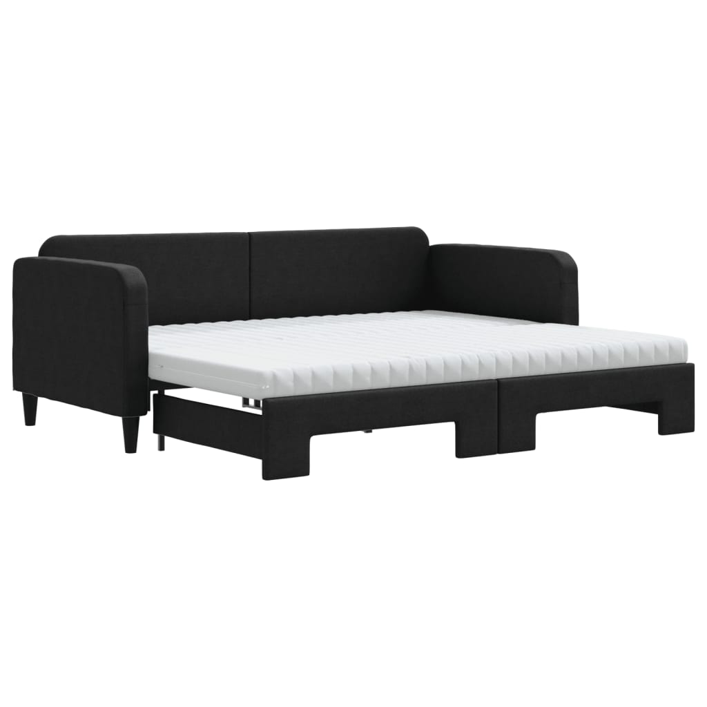 Divano Letto Estraibile con Materassi Nero 90x190 cm in Tessuto | homemem39