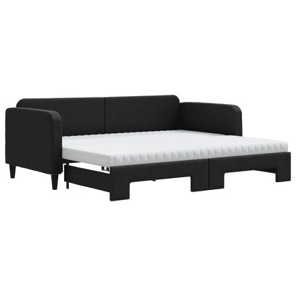 Divano Letto Estraibile con Materassi Nero 90x190 cm in Tessuto | homemem39