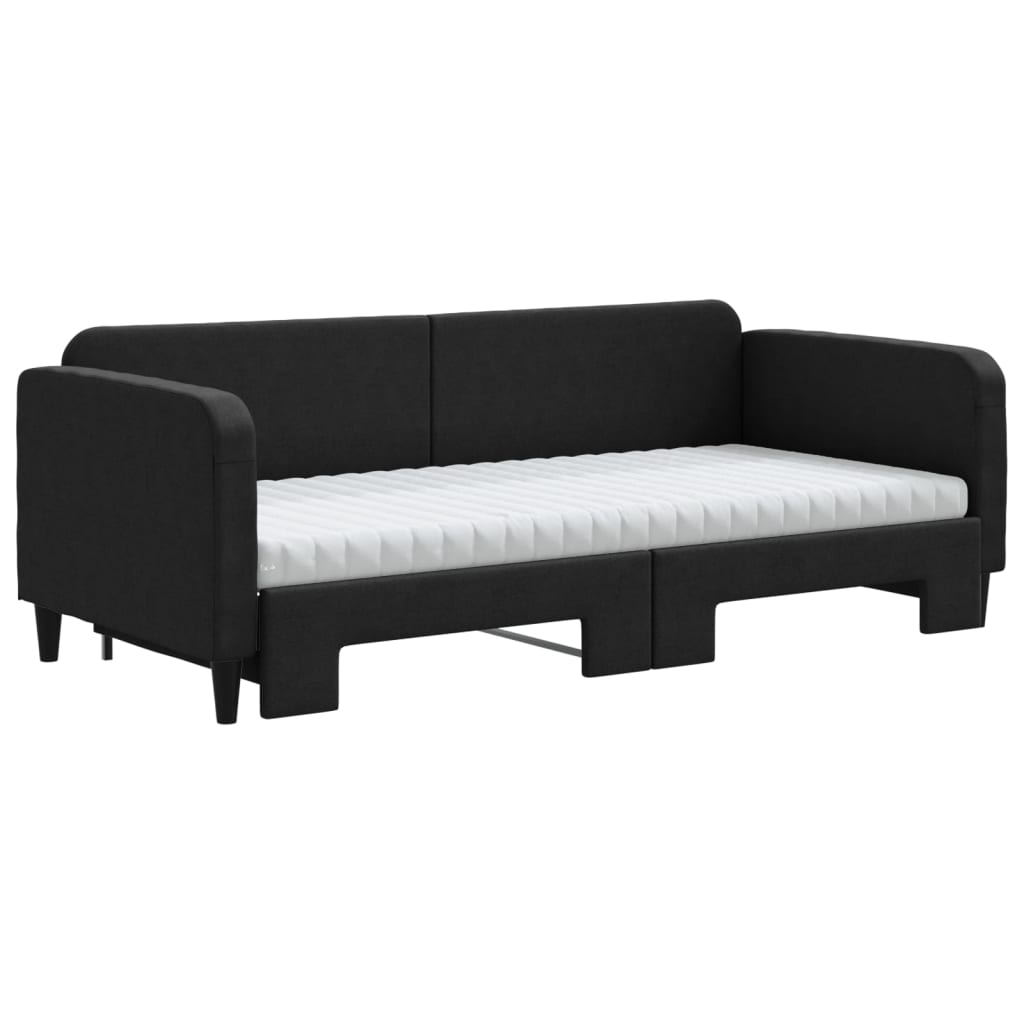 Divano Letto Estraibile con Materassi Nero 90x190 cm in Tessuto | homemem39