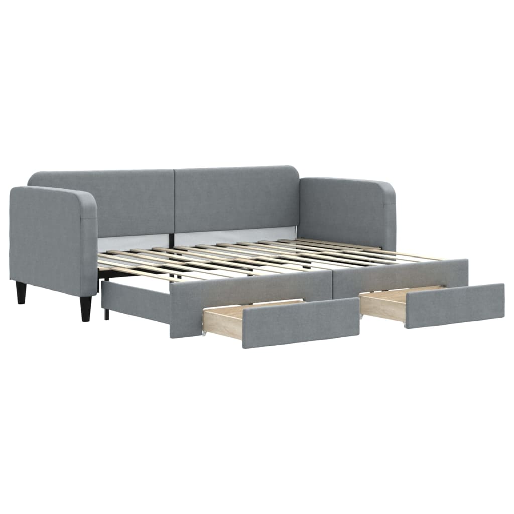 Divano Letto Estraibile Cassetti Grigio Chiaro 80x200cm Tessuto - homemem39