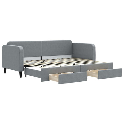 Divano Letto Estraibile Cassetti Grigio Chiaro 80x200cm Tessuto - homemem39