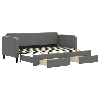 Divano Letto Estraibile Cassetti Grigio Scuro 80x200cm Tessuto