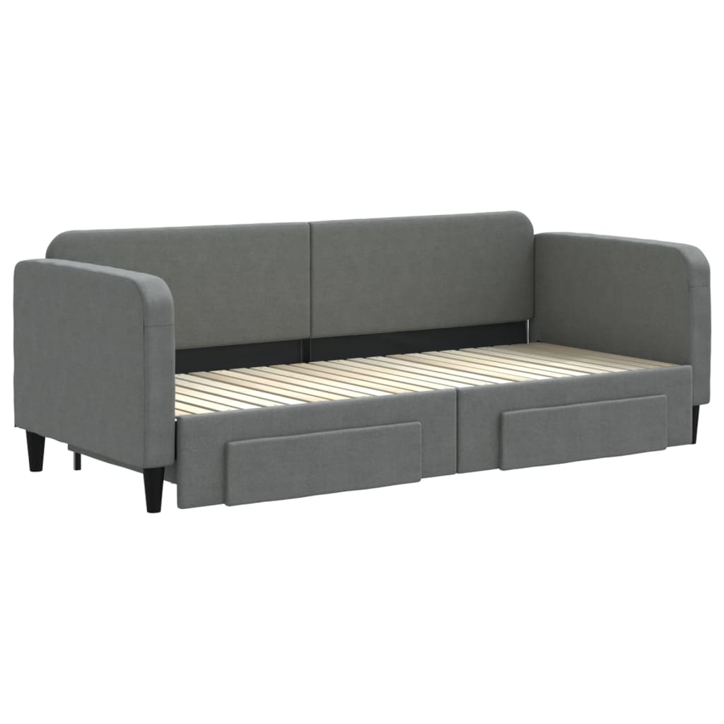 Divano Letto Estraibile Cassetti Grigio Scuro 80x200cm Tessuto - homemem39