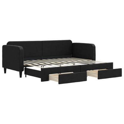 Divano Letto Estraibile con Cassetti Nero 80x200 cm in Tessuto - homemem39