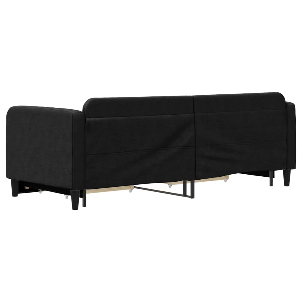 Divano Letto Estraibile con Cassetti Nero 80x200 cm in Tessuto - homemem39