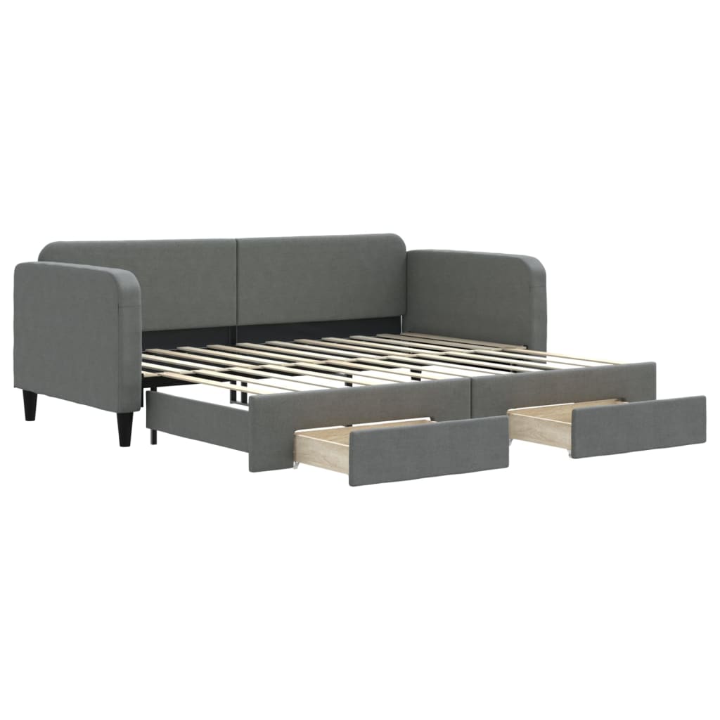 Divano Letto Estraibile Cassetti Grigio Scuro 90x200cm Tessuto - homemem39