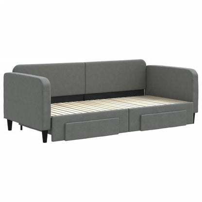 Divano Letto Estraibile Cassetti Grigio Scuro 90x200cm Tessuto - homemem39
